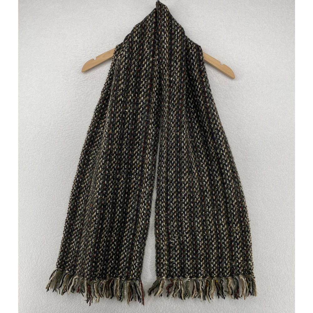 HELENA RUUTH Scarf Womens Wool Blanket Striped Handmade Ireland Vtg 11 x 64